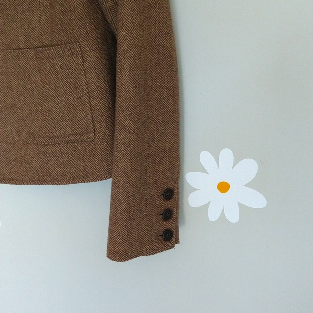 Vintage Brown Abercrombie Emblem Houndstooth Tartan Academia Blazer - Picture 8 of 10